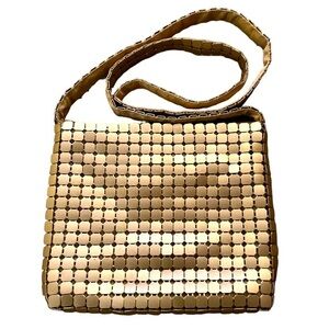 Vintage Marlo Gold Metal Mesh Duramesh Crossbody Disco Handbag EUC